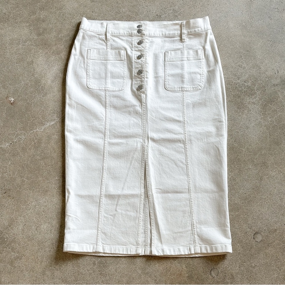 Madewell White Button-Front Denim Skirt